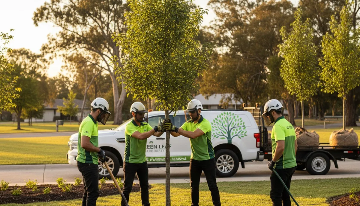 Arborist planting new tree in Overland Park, KS for Chop Chop Tree professional tree service