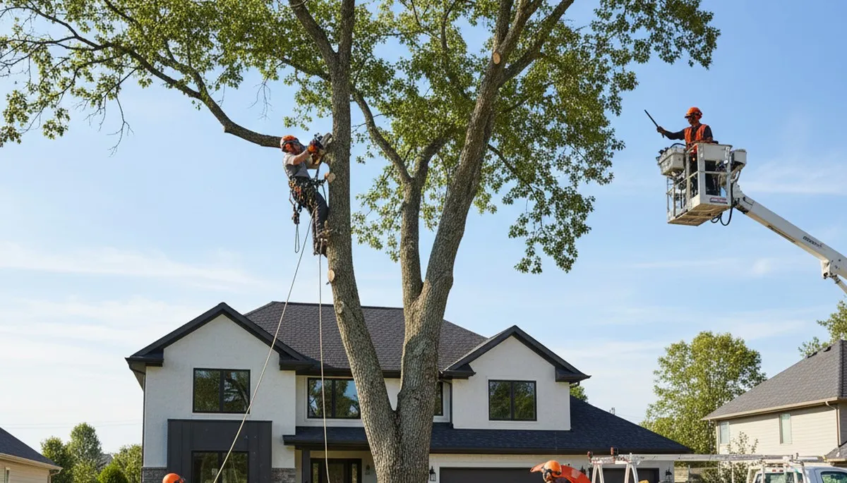 Arborist pruning oak tree in Overland Park KS for healthy growth by Chop Chop Tree experts
