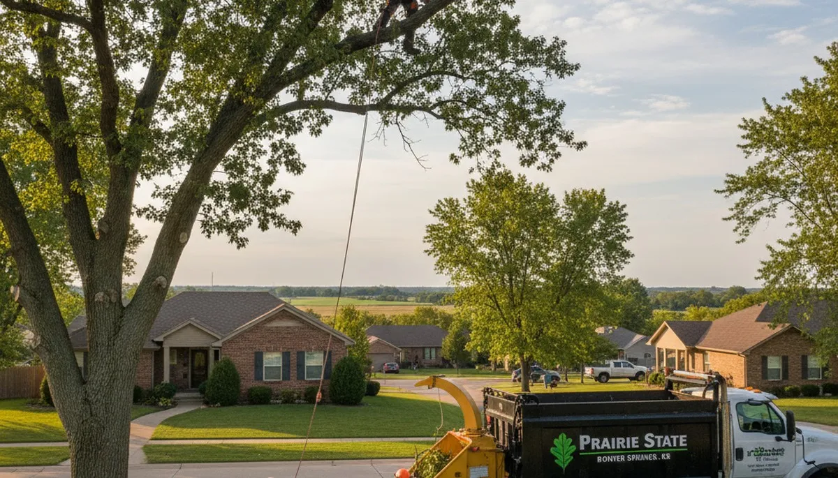 Professional tree removal service in Overland Park KS safely clearing large oak trees