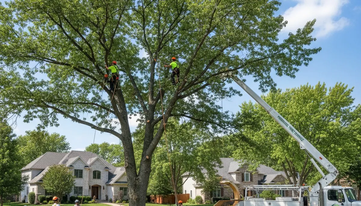 Professional tree removal service in Overland Park KS safely clearing large oak branches