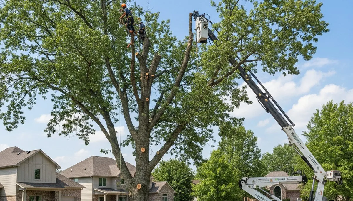 Professional tree removal service in Overland Park KS removing large oak safely